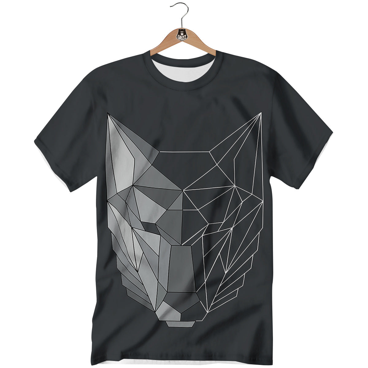 Wolf Geometric Dark Print T-Shirt-grizzshop