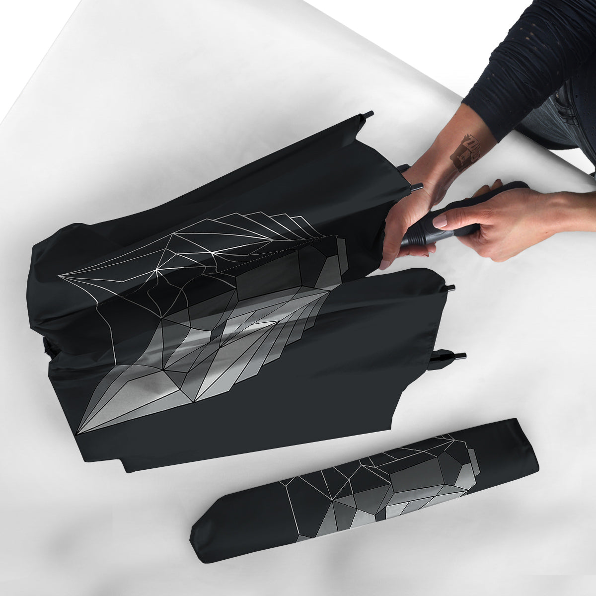 Wolf Geometric Dark Print Umbrella-grizzshop