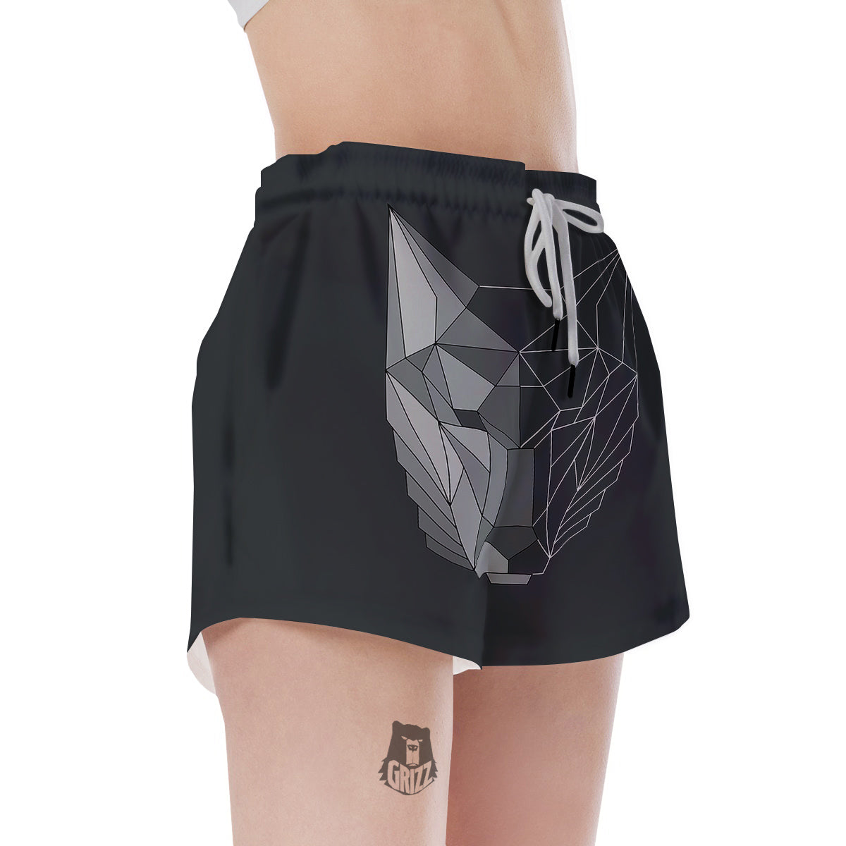 Wolf Geometric Dark Print Women's Shorts-grizzshop