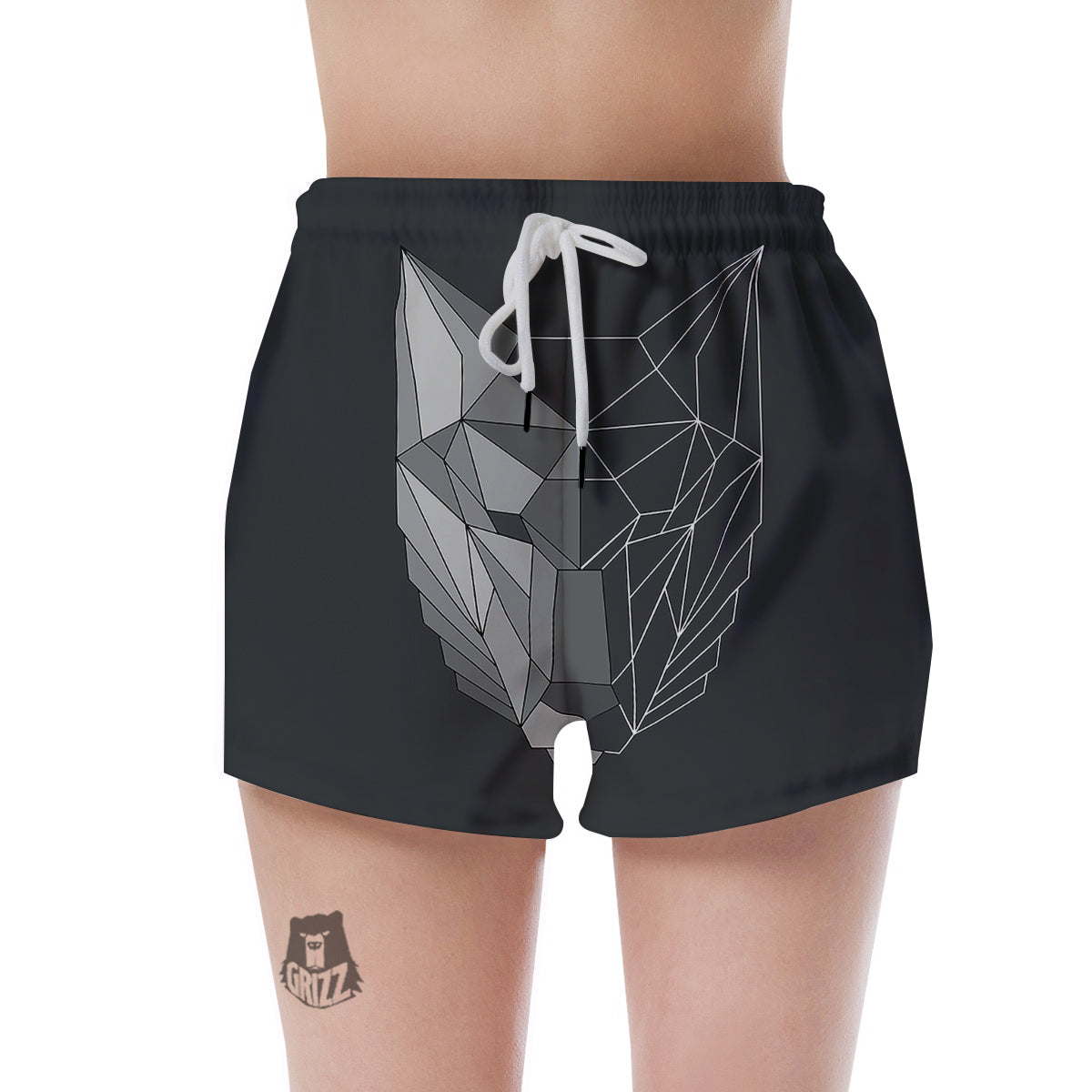 Wolf Geometric Dark Print Women's Shorts-grizzshop