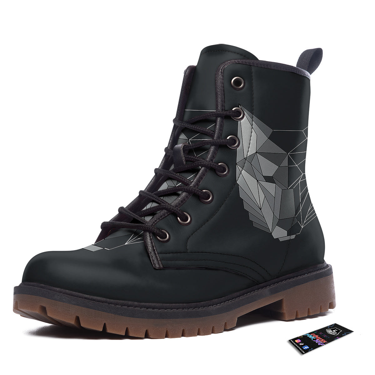 Wolf Geometric Dark Print Work Boots-grizzshop