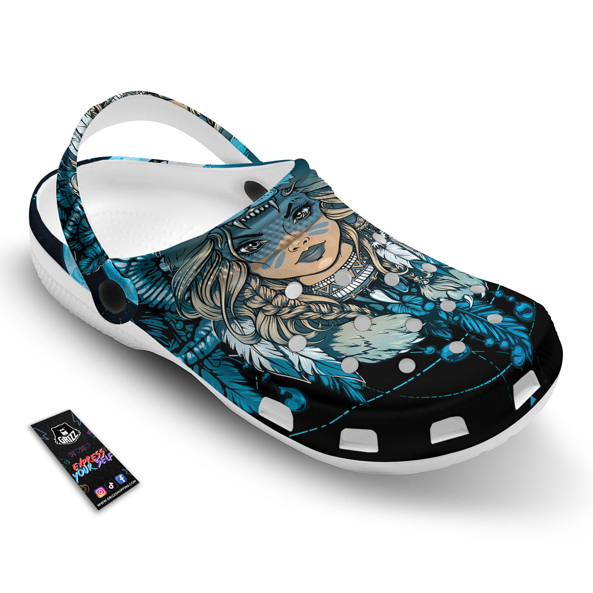 Wolf Girl Native American Print Clog-grizzshop