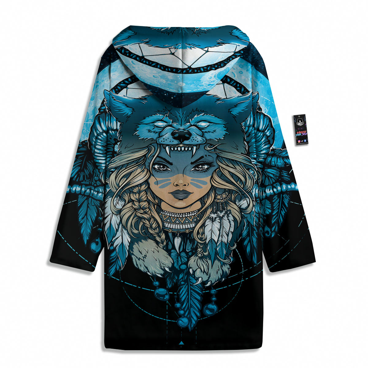 Wolf Girl Native American Print Men's Windbreaker Jacket-grizzshop