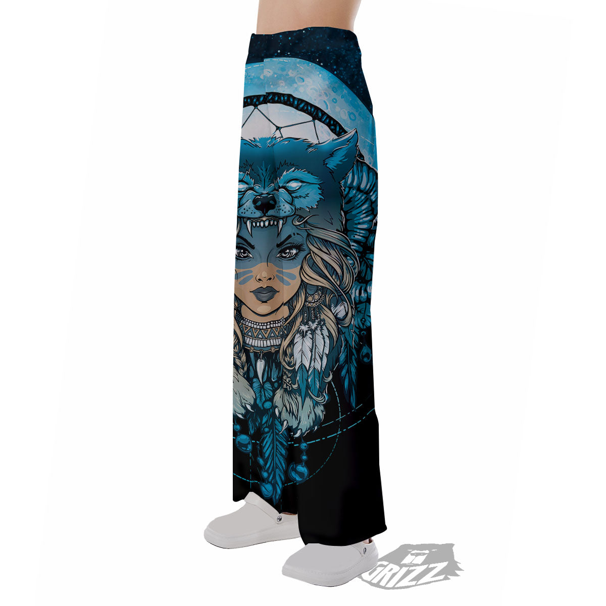 Wolf Girl Native American Print Pajama Pants-grizzshop
