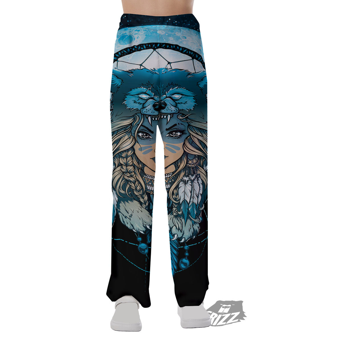 Wolf Girl Native American Print Pajama Pants-grizzshop