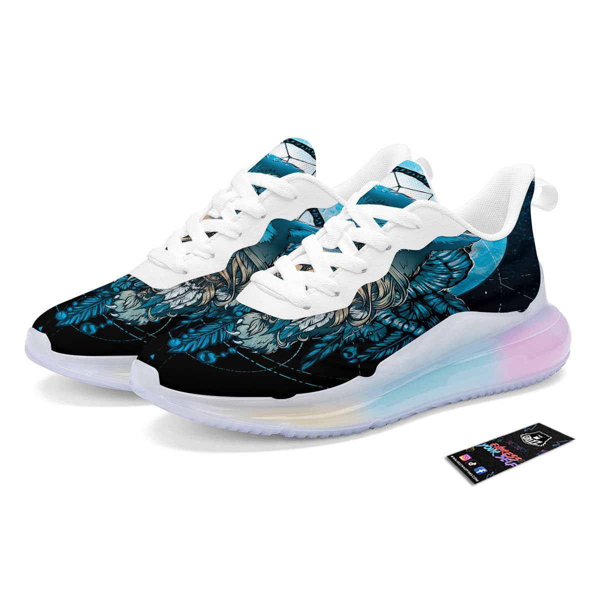 Wolf Girl Native American Print Running Sneakers-grizzshop