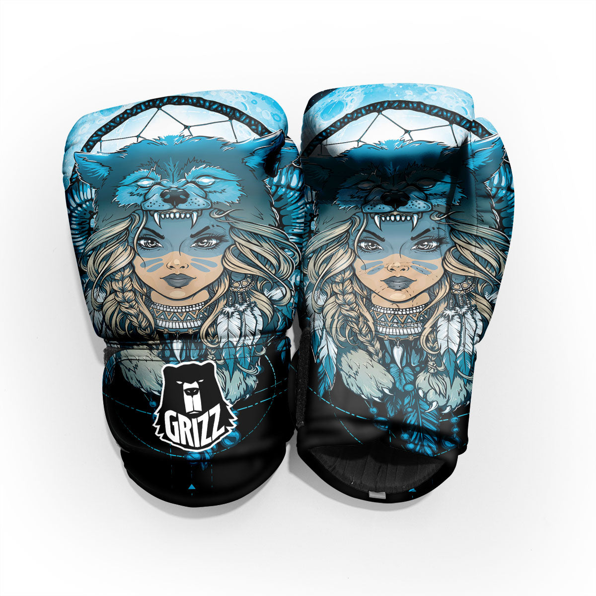 Wolf Girl Native American Print Pro Boxing Glove