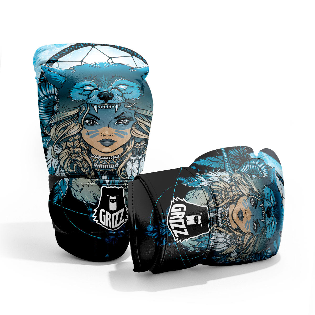 Wolf Girl Native American Print Pro Boxing Glove