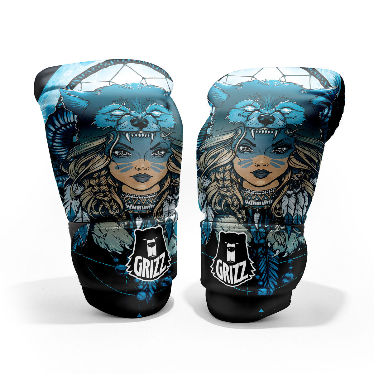 Wolf Girl Native American Print Pro Boxing Glove