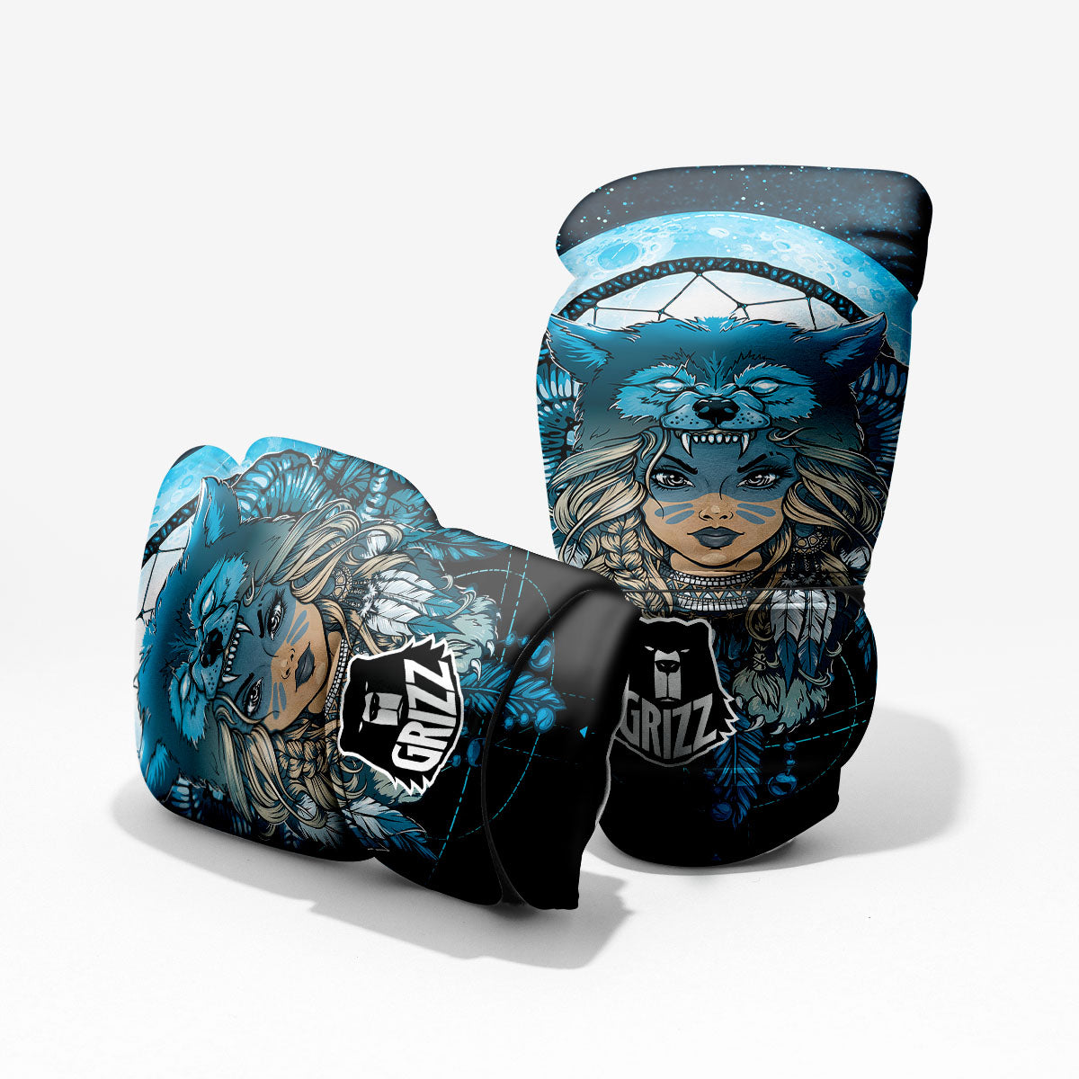 Wolf Girl Native American Print Pro Boxing Glove