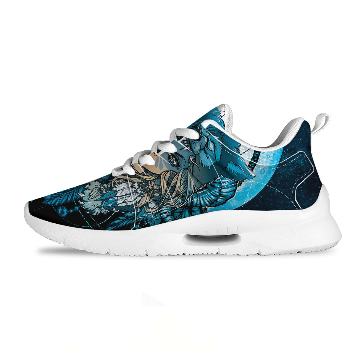Wolf Girl Native American Print Tennis Shoes-grizzshop
