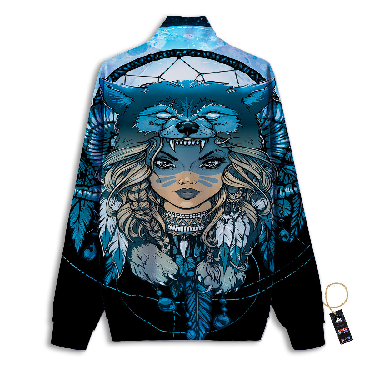 Wolf Girl Native American Print Track Jacket-grizzshop