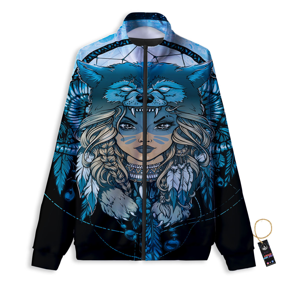 Wolf Girl Native American Print Track Jacket-grizzshop