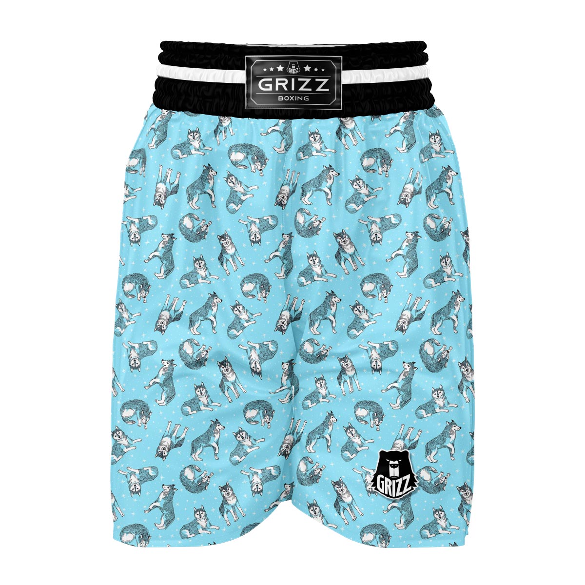 Wolf Hand Drawn Pattern Print Boxing Shorts-grizzshop
