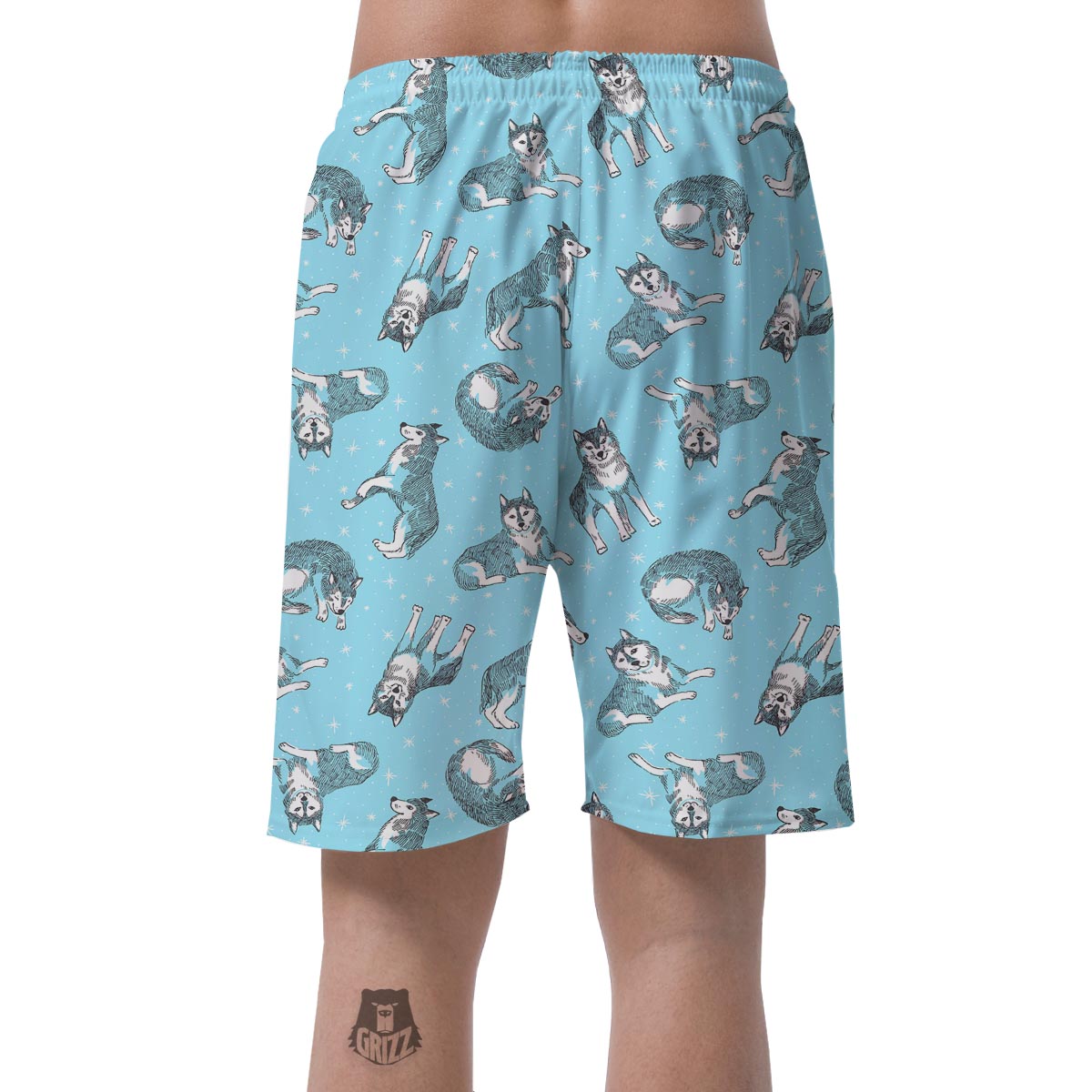 Wolf Hand Drawn Pattern Print Men's Shorts-grizzshop