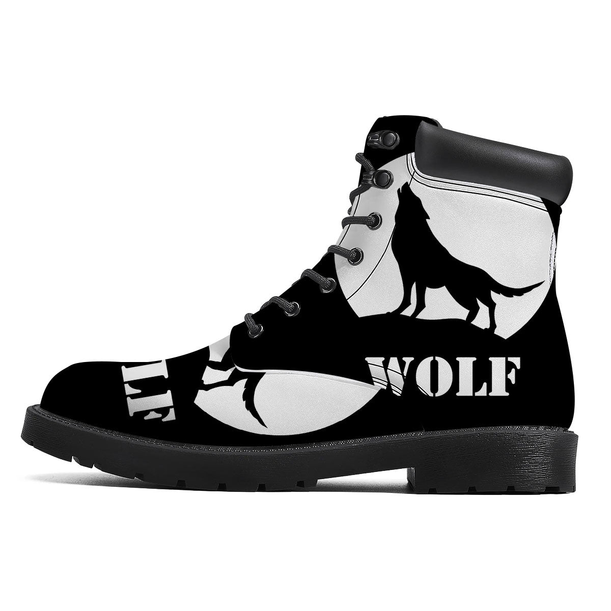 Wolf Howling Monochrome Print Boots-grizzshop