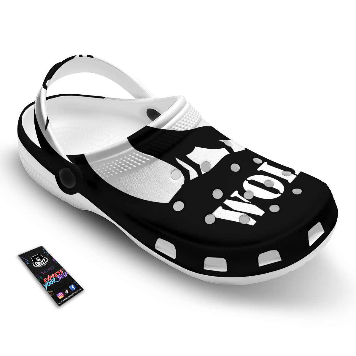 Wolf Howling Monochrome Print Clog-grizzshop