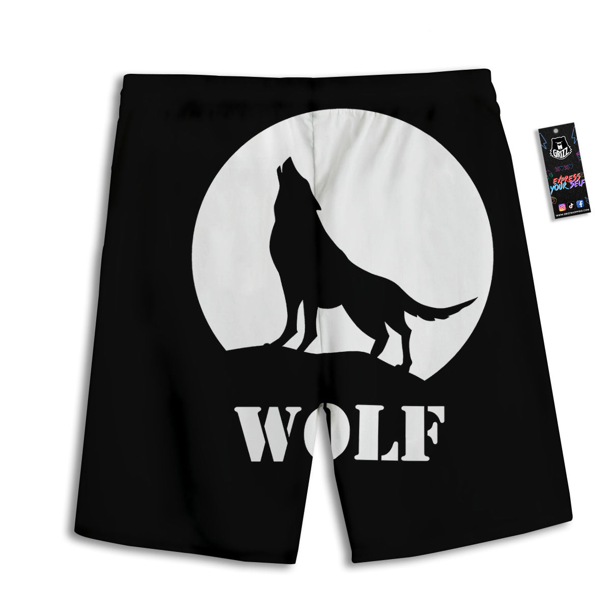 Wolf Howling Monochrome Print Men's Athletic Shorts