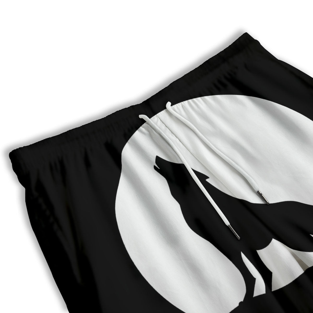 Wolf Howling Monochrome Print Men's Athletic Shorts
