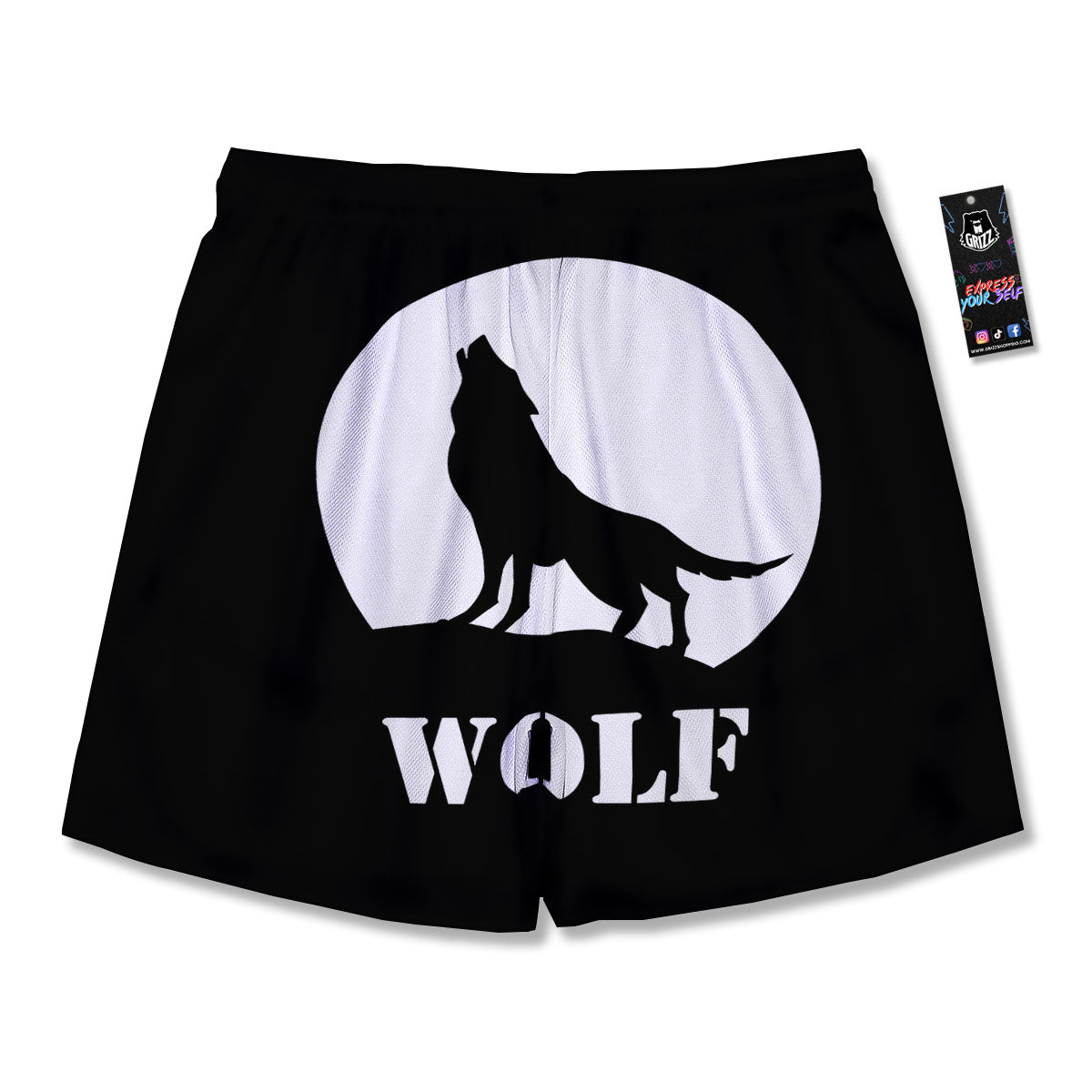 Wolf Howling Monochrome Print Men's Running Shorts-grizzshop