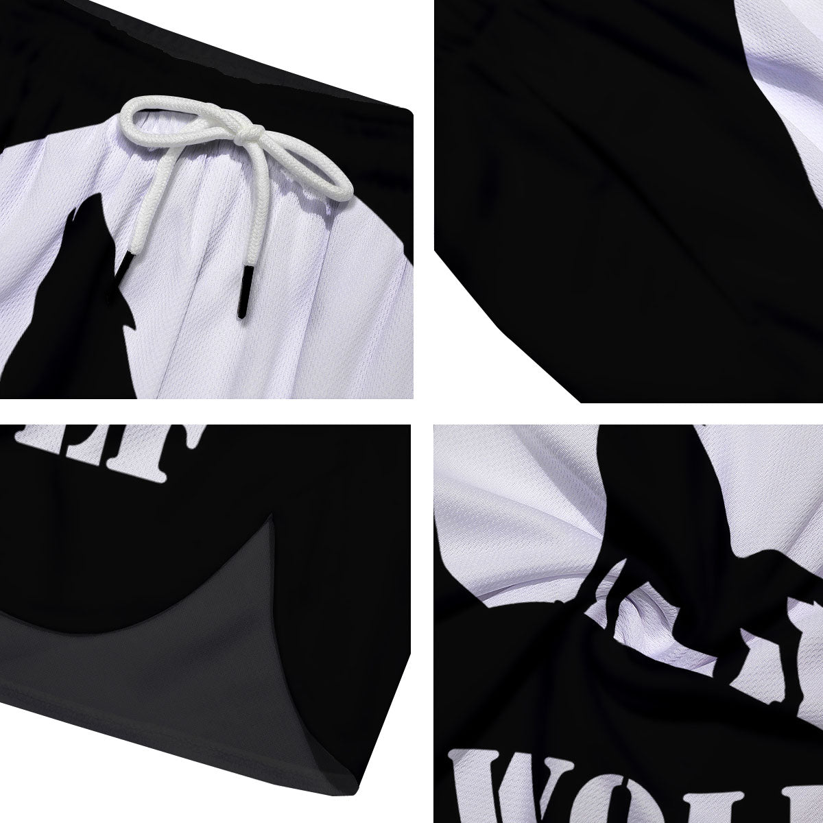 Wolf Howling Monochrome Print Men's Running Shorts-grizzshop