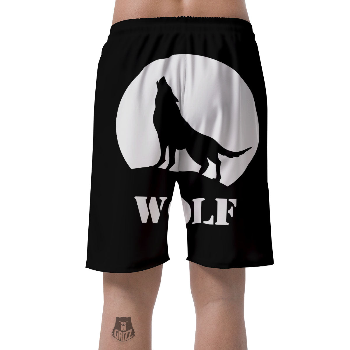 Wolf Howling Monochrome Print Men's Shorts-grizzshop
