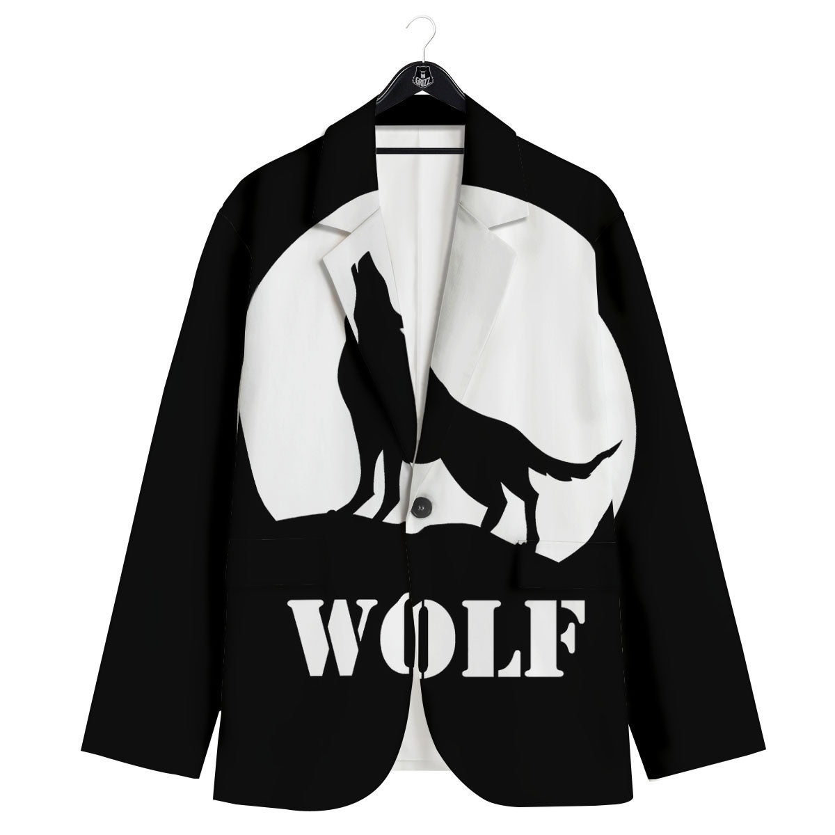 Wolf Howling Monochrome Print Men's Sport Coat-grizzshop