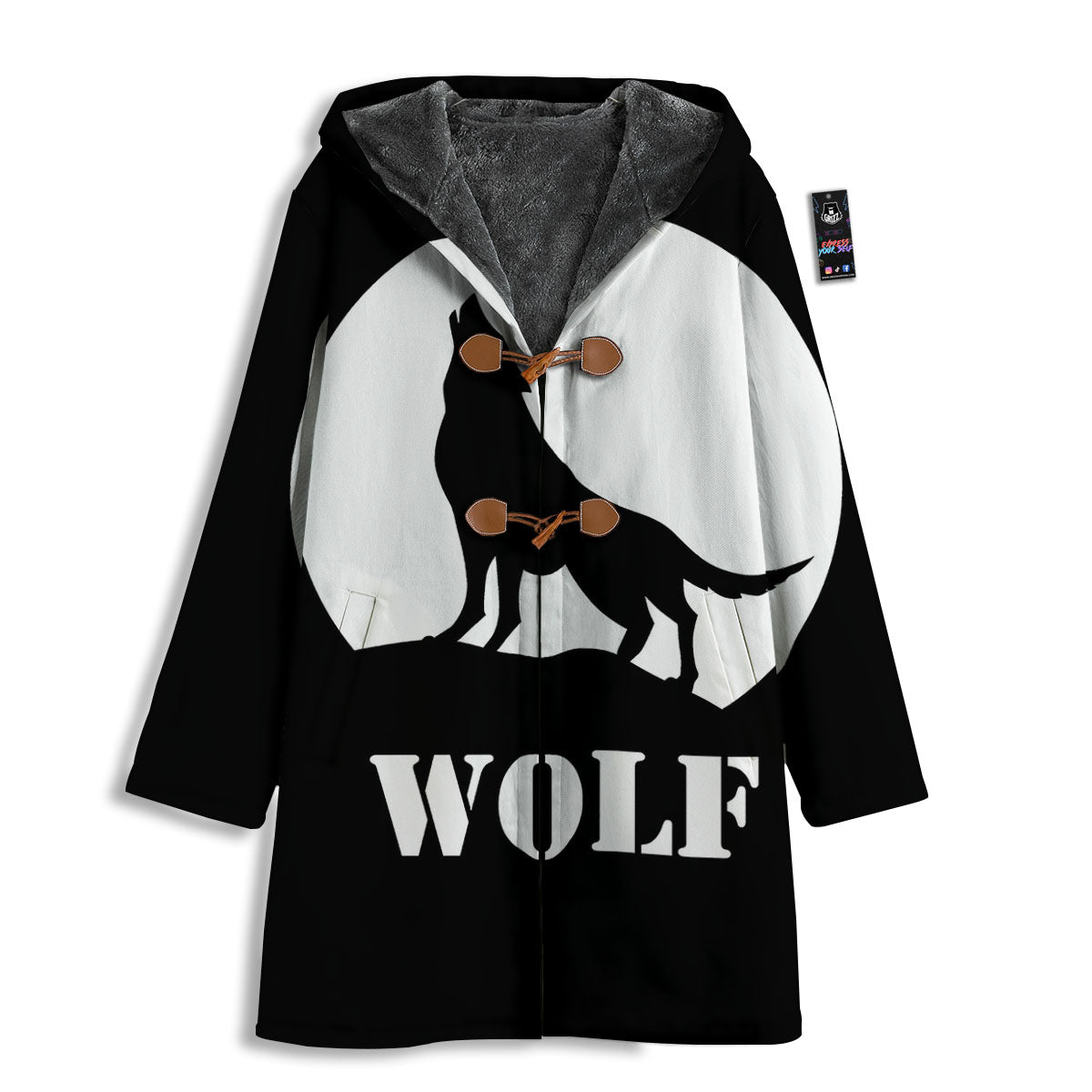 Wolf Howling Monochrome Print Men's Windbreaker Jacket-grizzshop