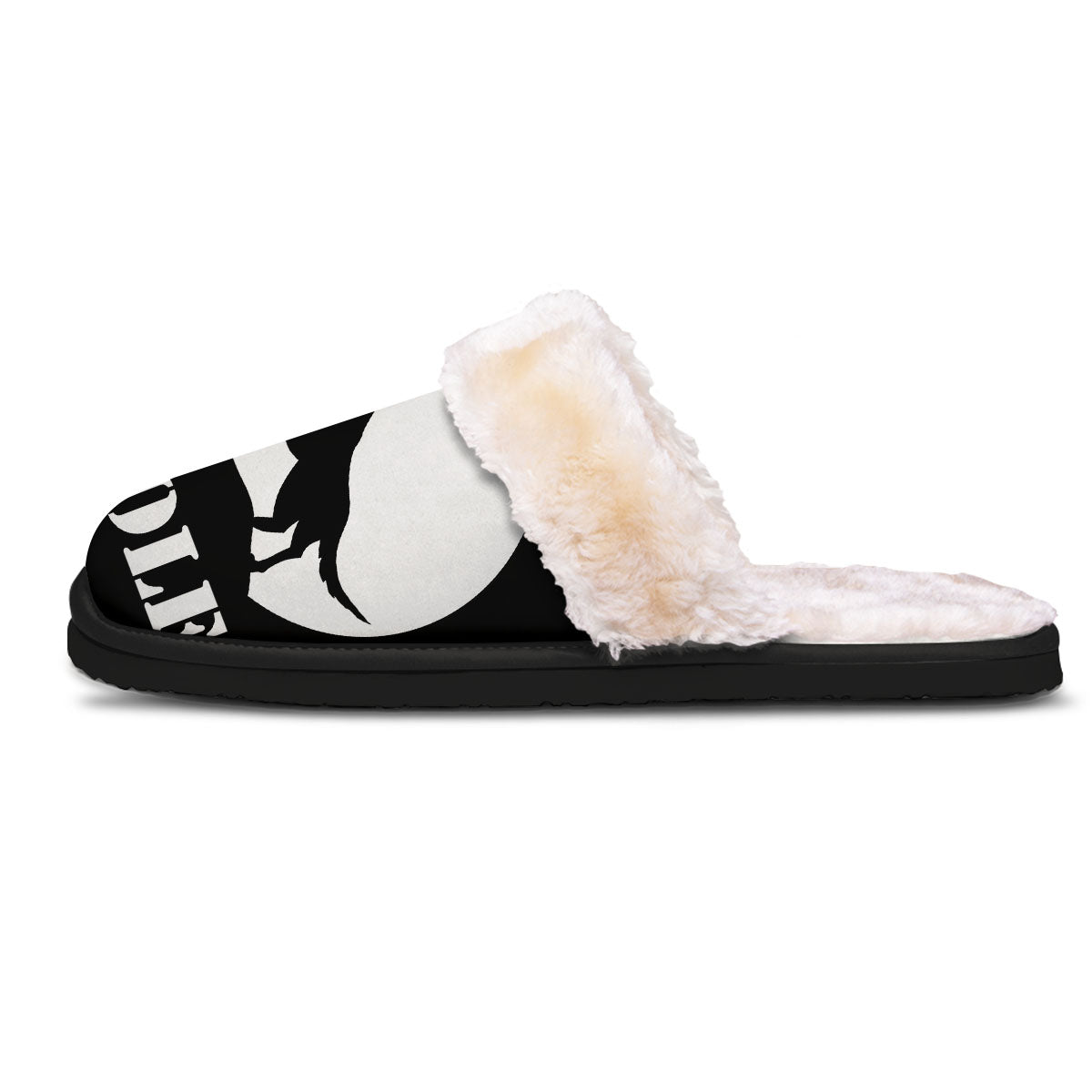 Wolf Howling Monochrome Print Slippers-grizzshop