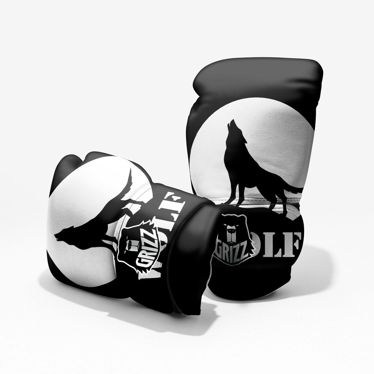 Wolf Howling Monochrome Print Pro Boxing Glove