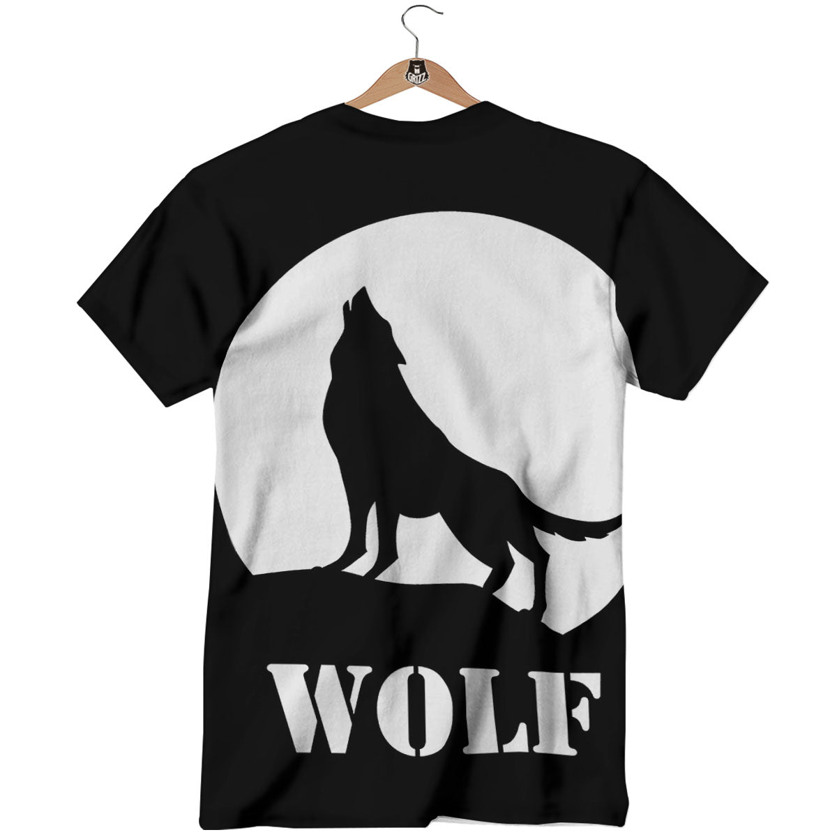 Wolf Howling Monochrome Print T-Shirt-grizzshop