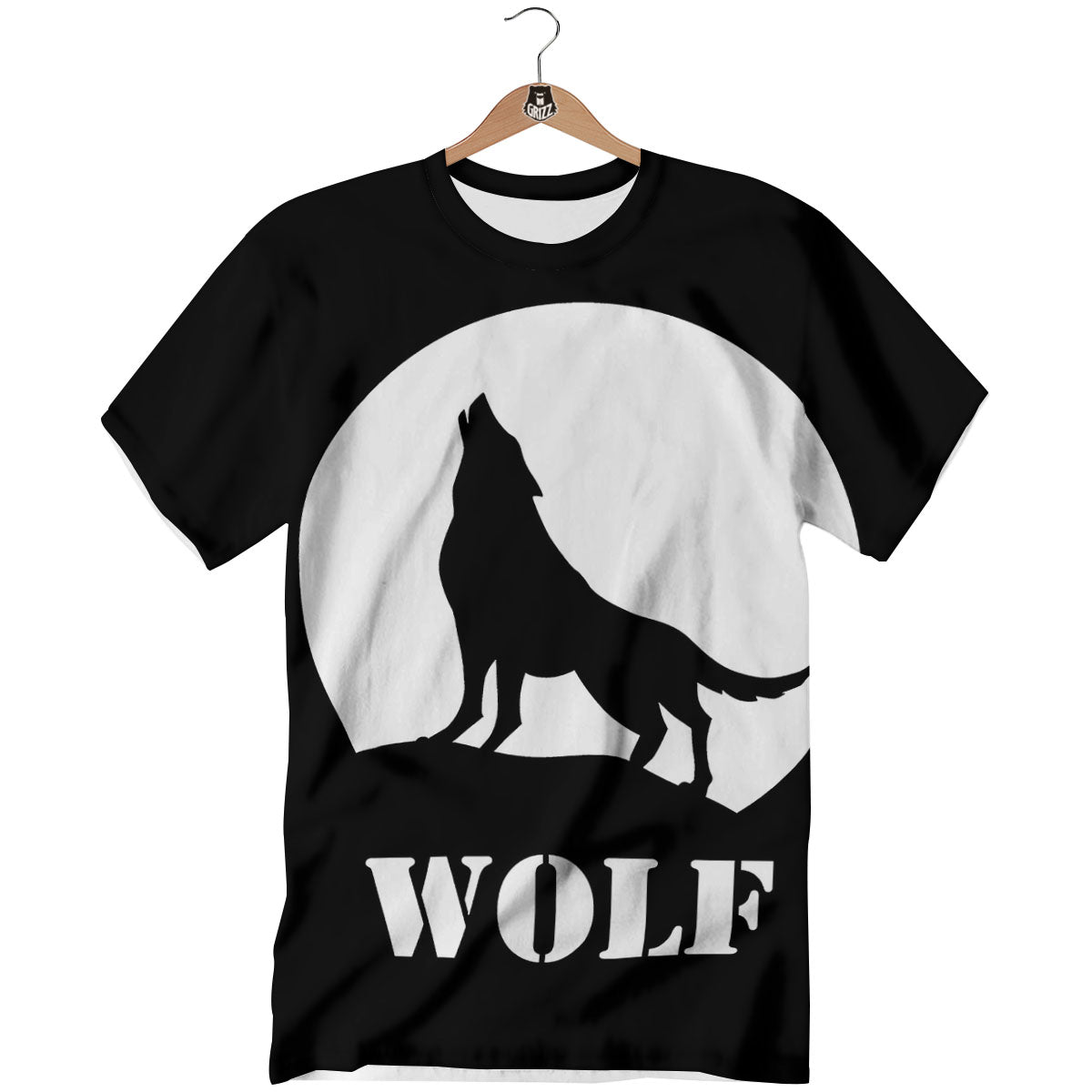 Wolf Howling Monochrome Print T-Shirt-grizzshop