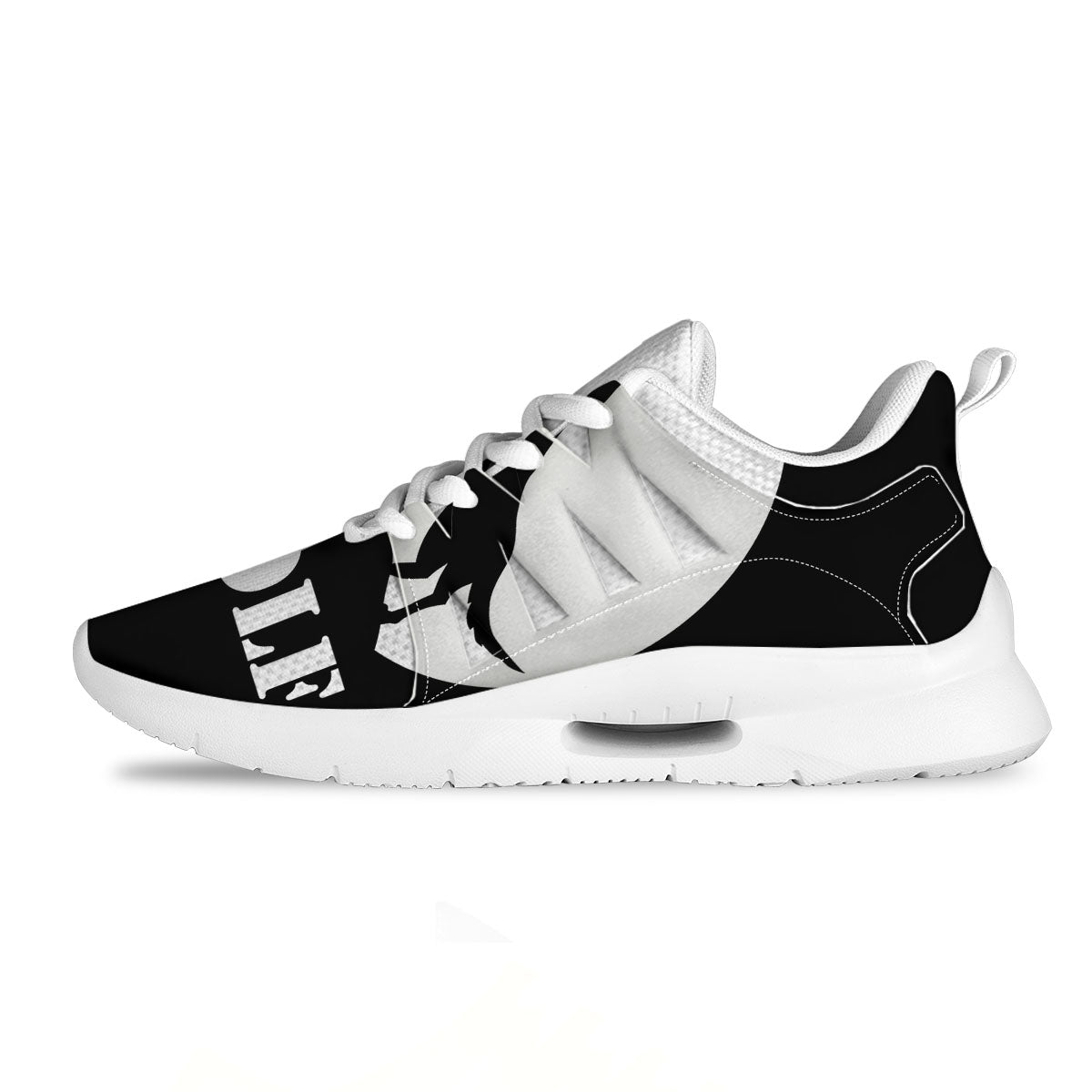 Wolf Howling Monochrome Print Tennis Shoes-grizzshop
