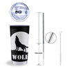 Wolf Howling Monochrome Print Tumbler-grizzshop