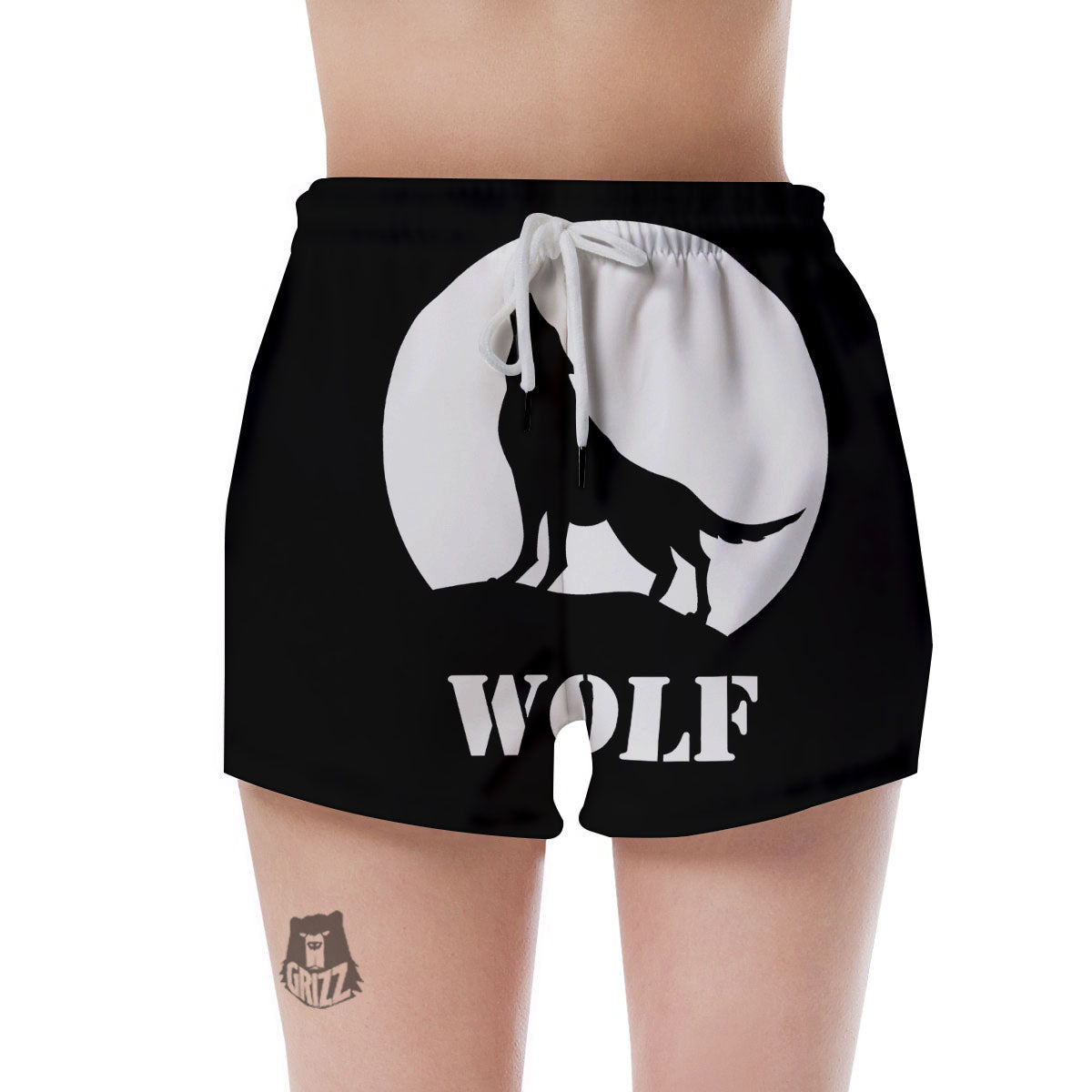 Wolf Howling Monochrome Print Women's Shorts-grizzshop