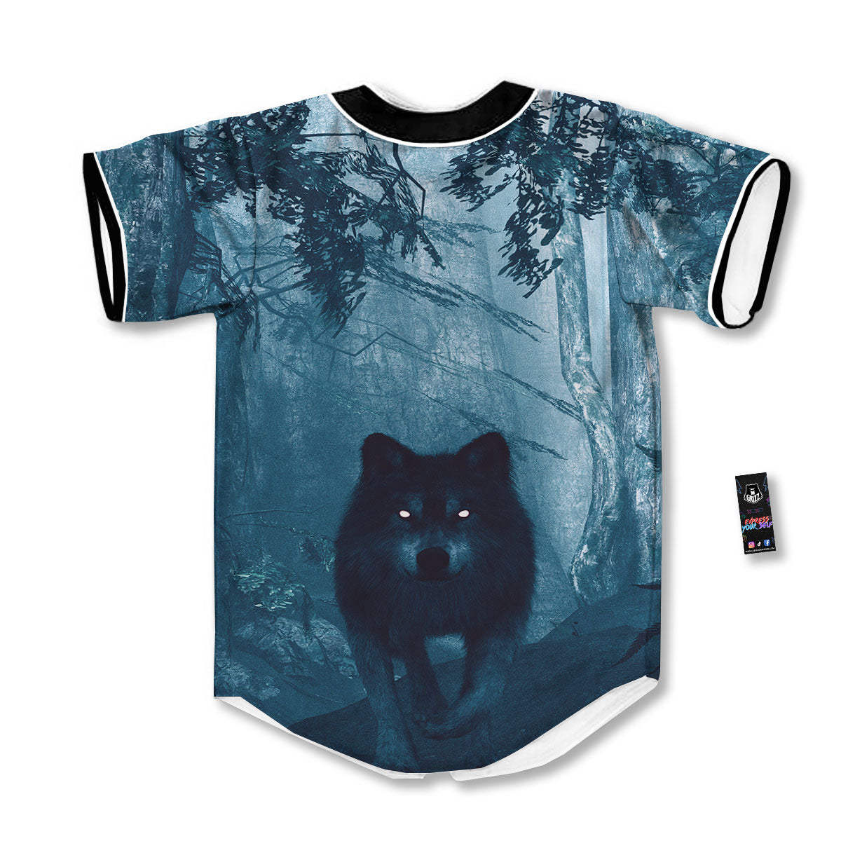 Wolf Jungle Print Baseball Jersey-grizzshop
