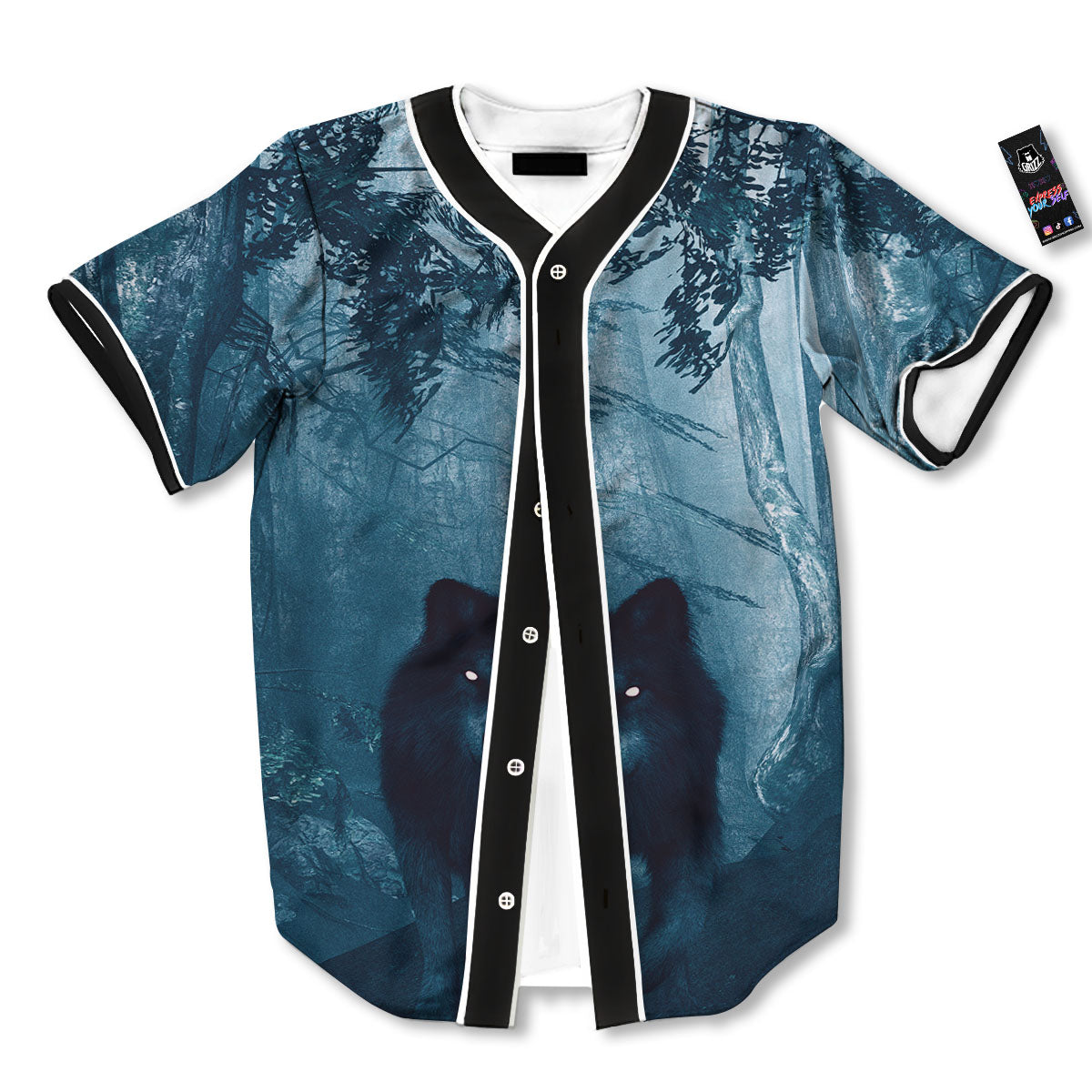 Wolf Jungle Print Baseball Jersey-grizzshop