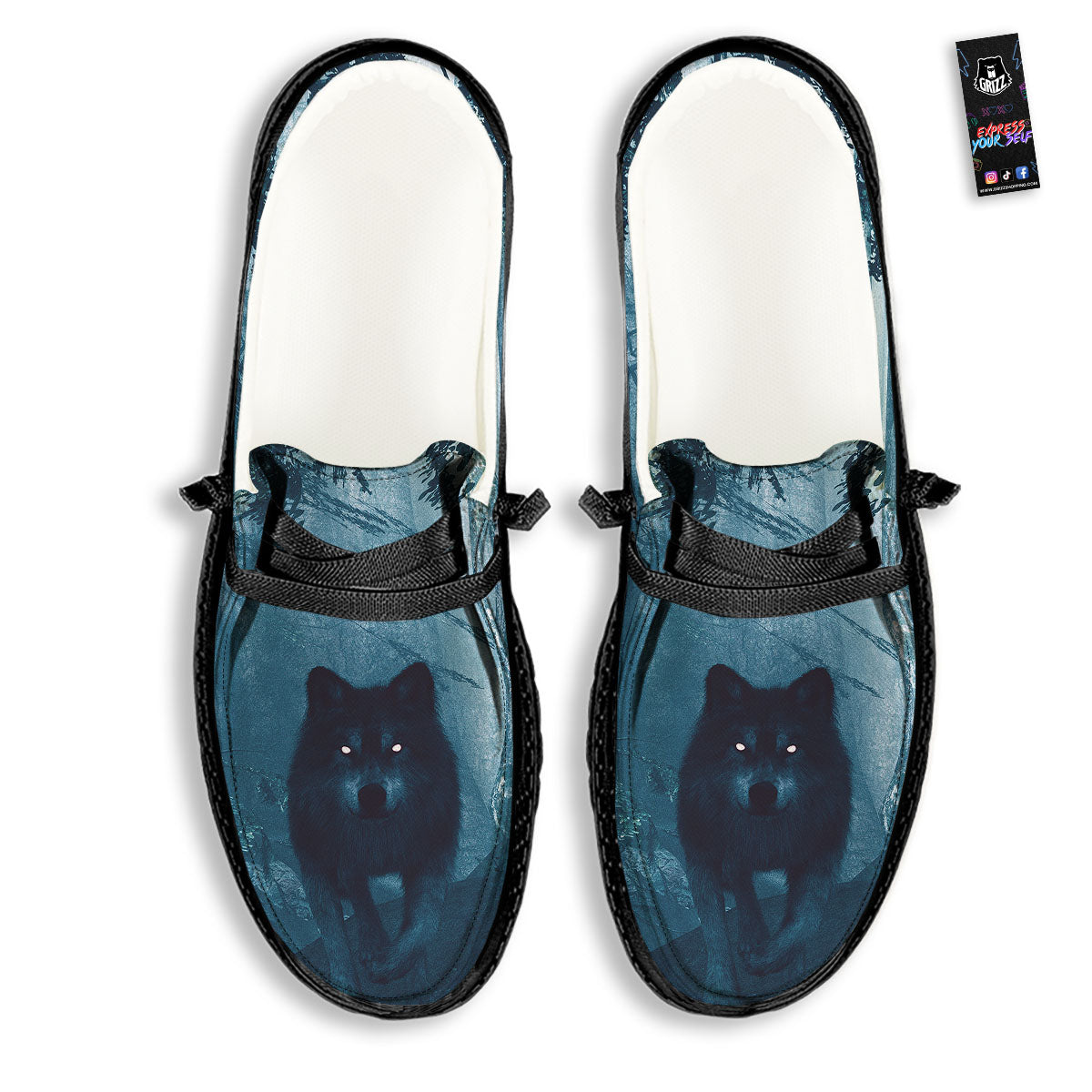 Wolf Jungle Print Black Loafers-grizzshop