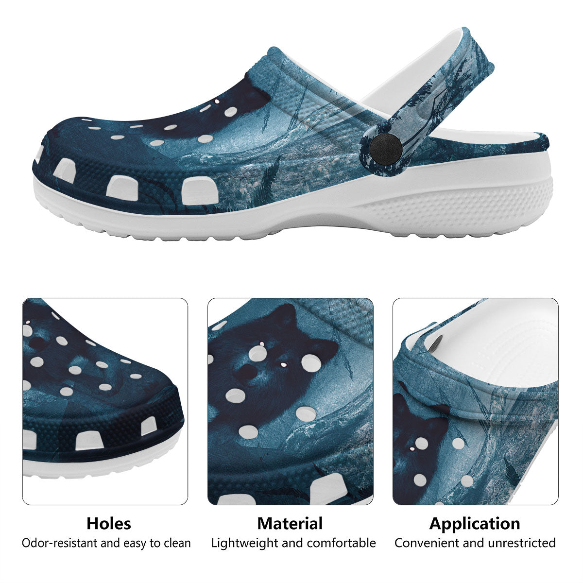 Wolf Jungle Print Clog-grizzshop