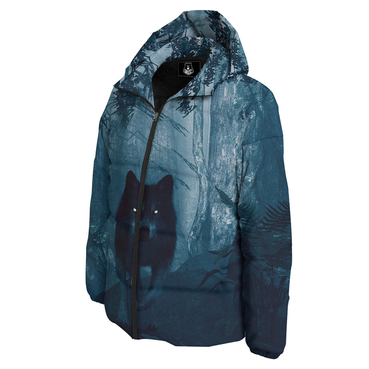 Wolf Jungle Print Down Jacket-grizzshop