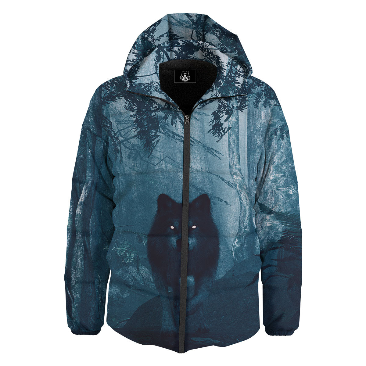 Wolf Jungle Print Down Jacket-grizzshop