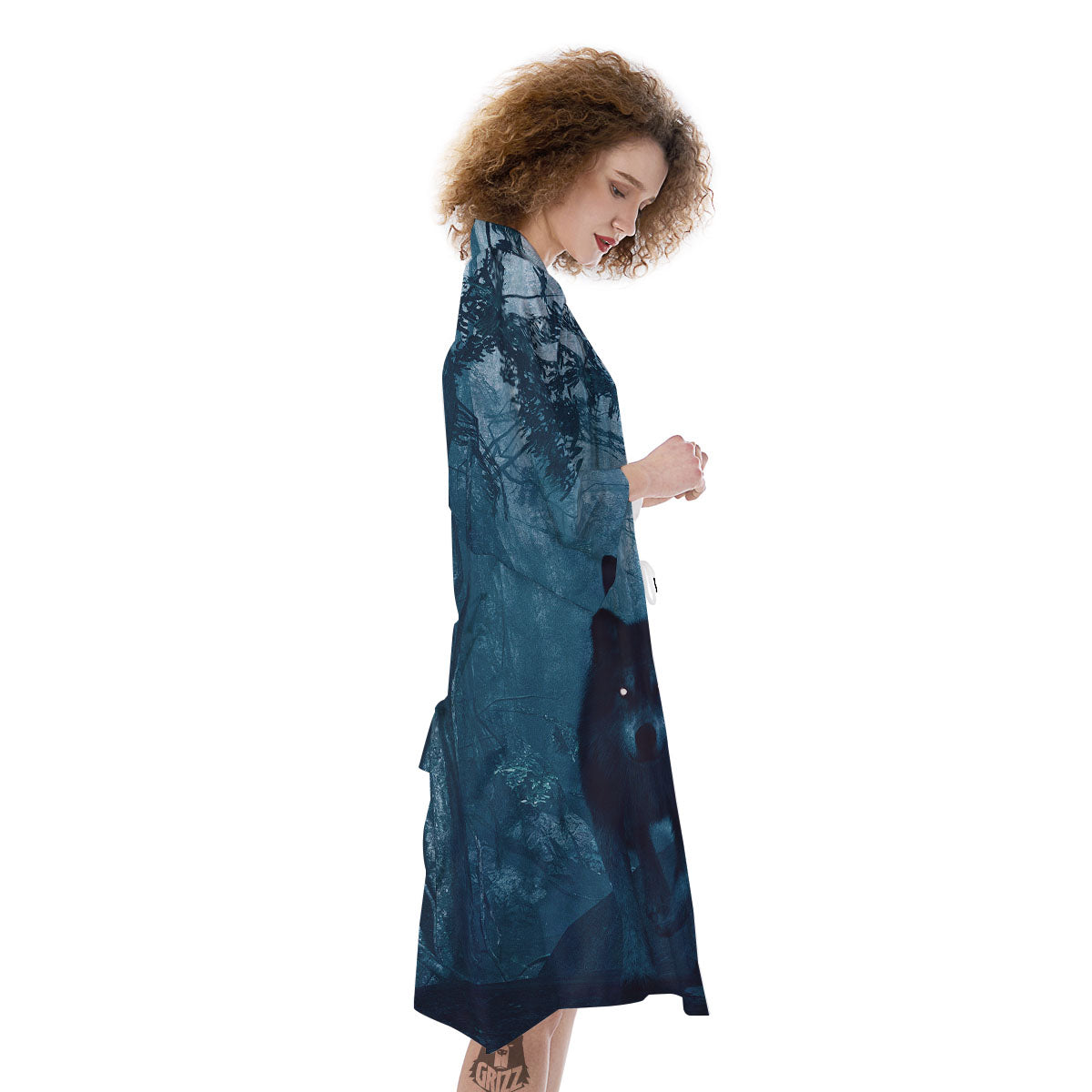 Wolf Jungle Print Kimono-grizzshop