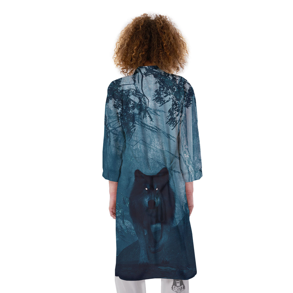 Wolf Jungle Print Kimono-grizzshop