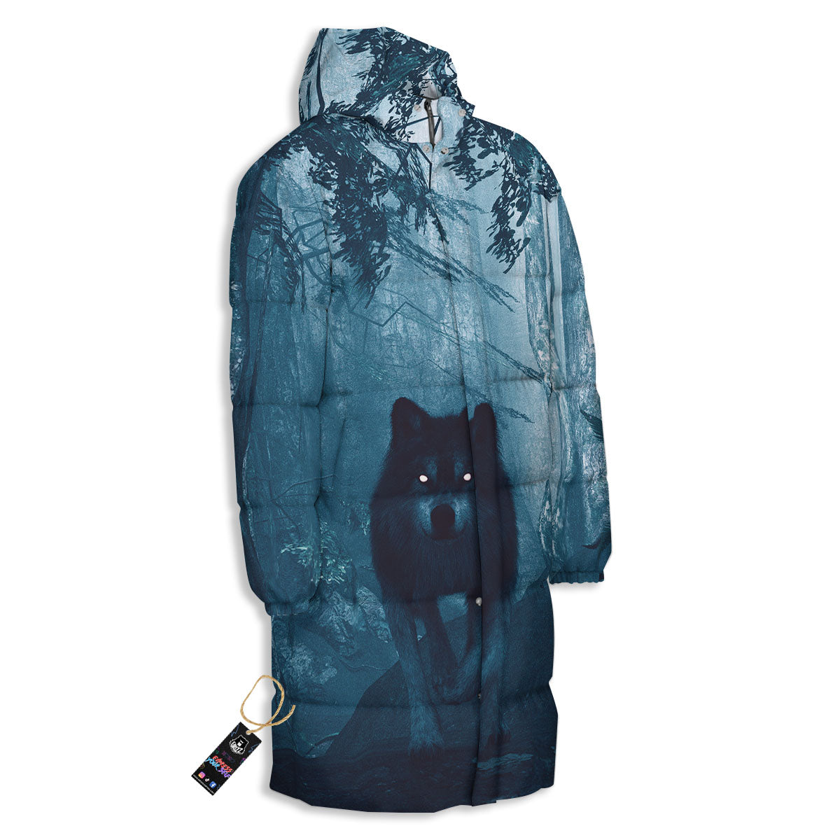 Wolf Jungle Print Long Down Jacket-grizzshop