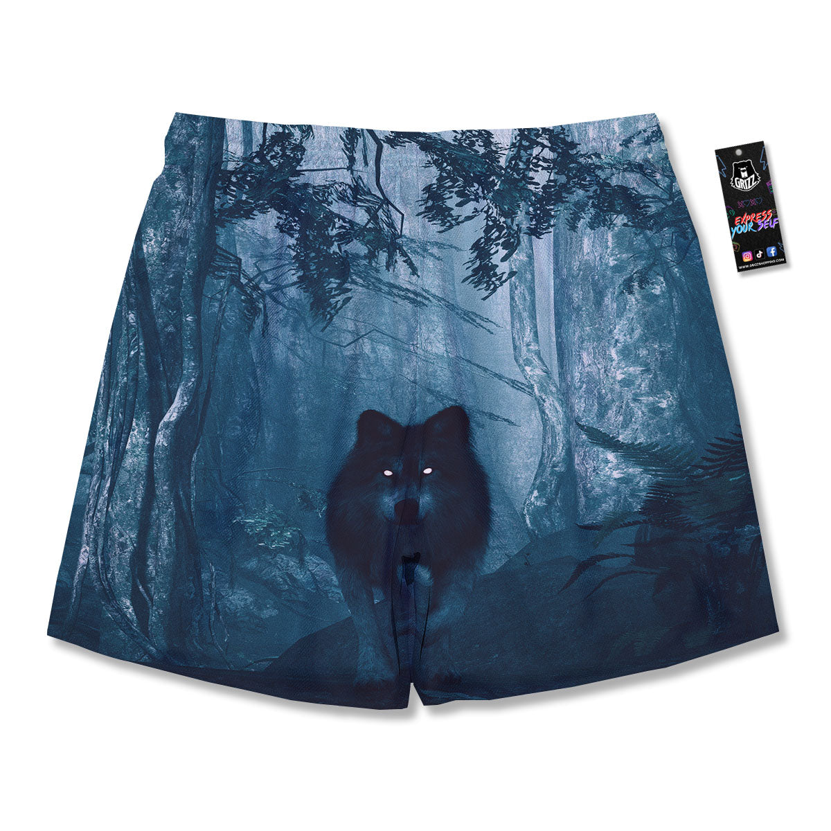 Wolf Jungle Print Men's Running Shorts-grizzshop