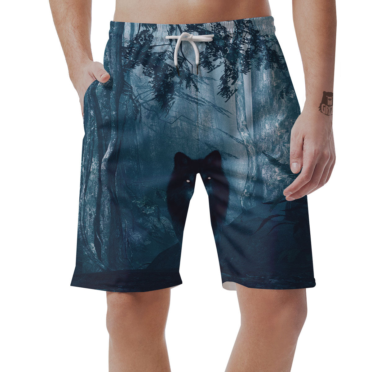 Wolf Jungle Print Men's Shorts-grizzshop