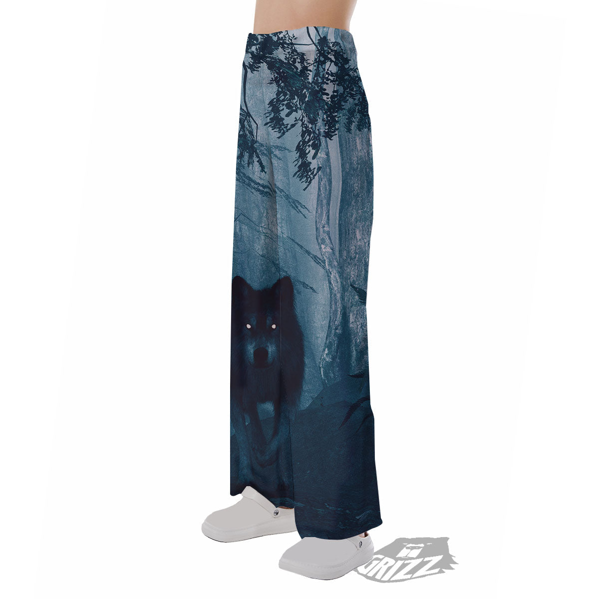 Wolf Jungle Print Pajama Pants-grizzshop