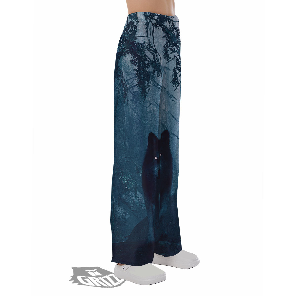 Wolf Jungle Print Pajama Pants-grizzshop