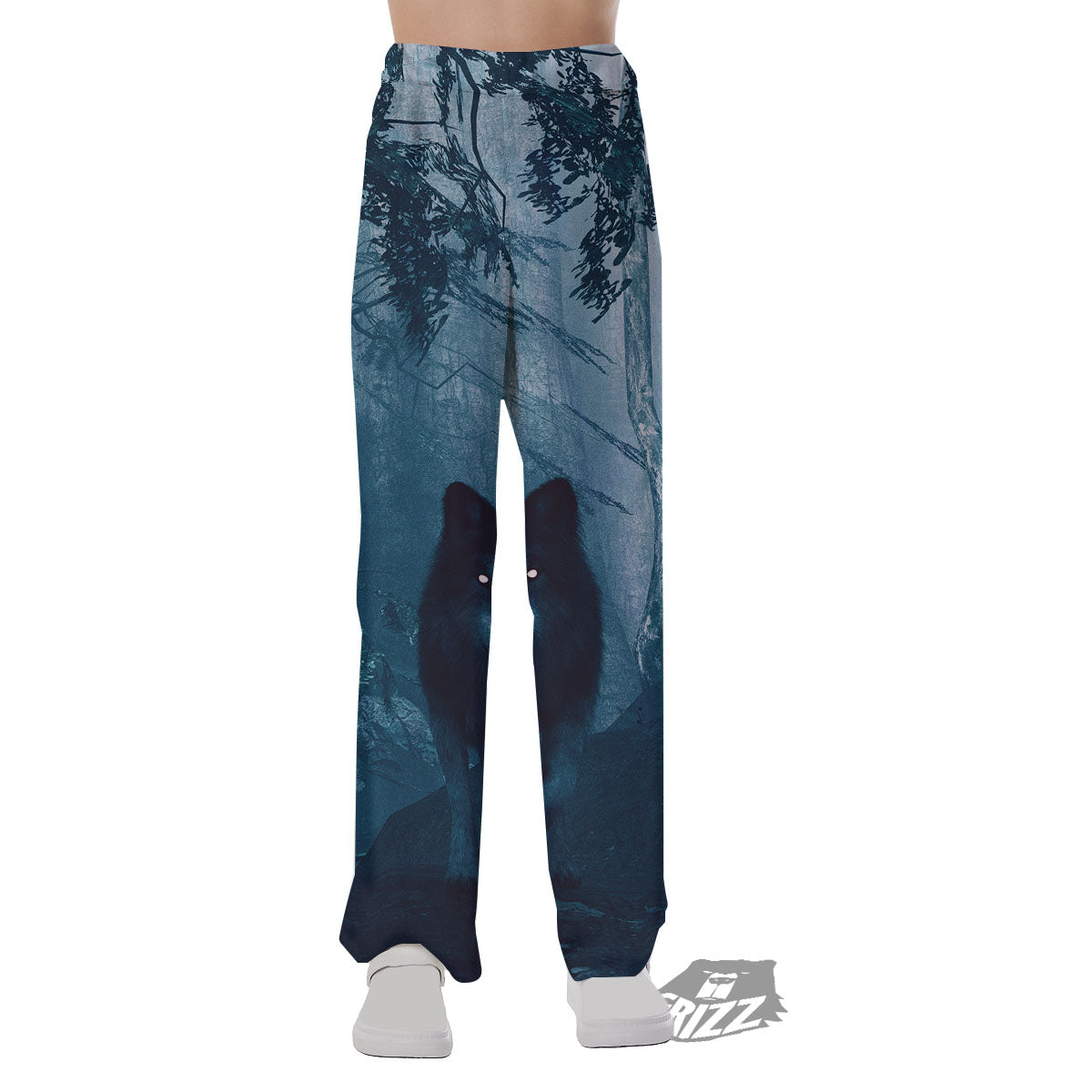 Wolf Jungle Print Pajama Pants-grizzshop