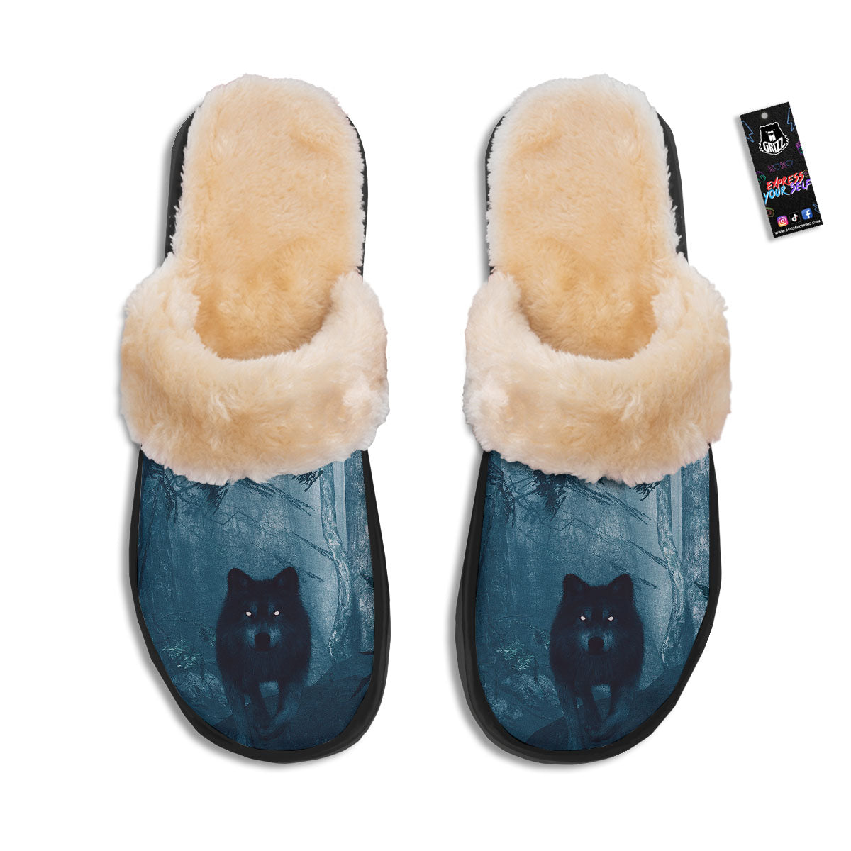 Wolf Jungle Print Slippers-grizzshop